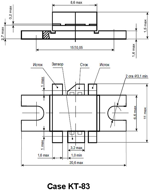 KP821B - Silicon MOS N-Channel Microwave Power Transistor 30 W, up to 175 MHz, Enhancement Mode