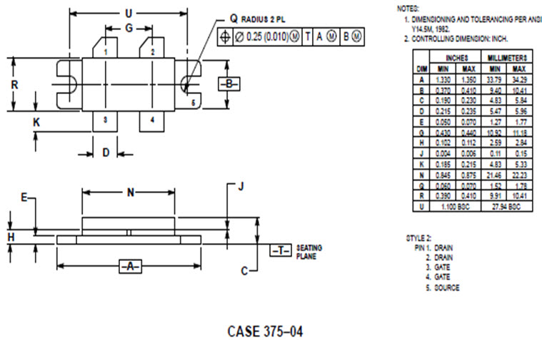 MRF175GU - Silicon MOS N-Channel RF Power Transistor 150 W, up to 500 MHz, Enhancement Mode